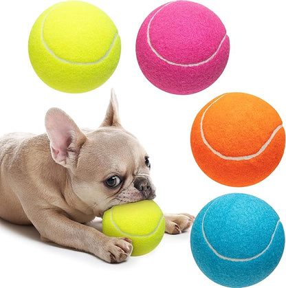 Large Dog Tennis Balls 4-Pack, 4 inch Interactive Big Dog Toy Ball for Small Medium Large Dogs, Dog Toys for Outdoor/Indoor Sports, Fetch, Training &amp; Play