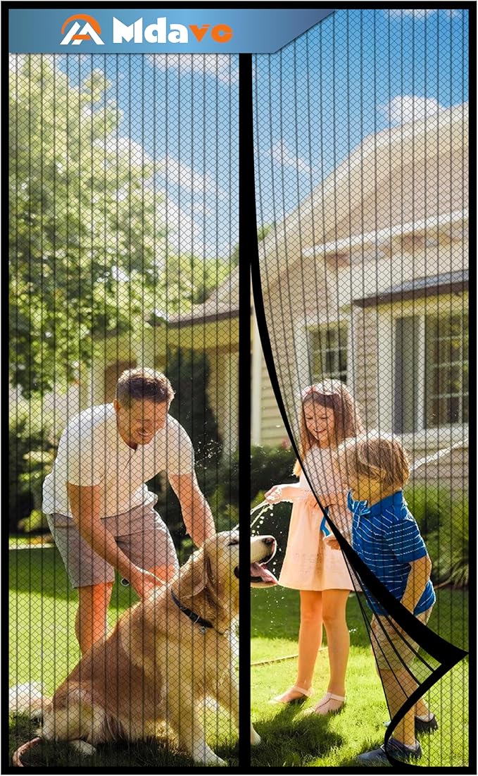 Magnetic Screen Door, Fit Door Size 32 x 96 Inches, Screen Doors with Magnets, Pet &amp; Kid Friendly，Works with Front Doors, Sliding Doors ‎Black