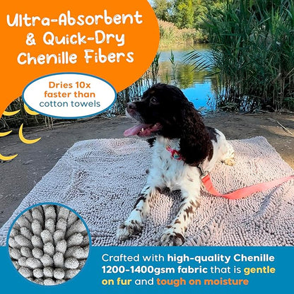 Pet 2-in-1 Dog Towel &amp; Mat – Transforms from Drying to Bath Mat, Ultra Soft, Absorbent &amp; Quick-Drying, Machine Washable Dog Towels with Detachable Non-Slip Mat and Hand Pockets (Medium)