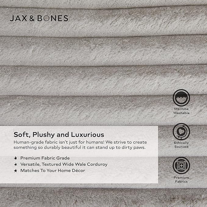 Jax &amp; Bones Dog Napper - Luna Grey Machine Washable Bed for Dogs - Extra Heavy Duty Bolstered Sides - Large Grey Dog Mat | 40 x 32 Inches