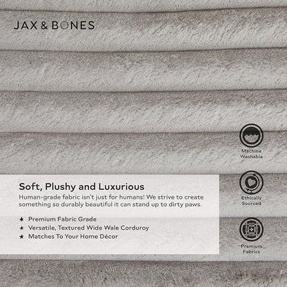 Jax &amp; Bones Dog Napper - Luna Grey Machine Washable Bed for Dogs - Extra Heavy Duty Bolstered Sides - Small Grey Dog Mat | 24 x 21 Inches