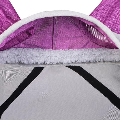 Harrison Howard CareMaster Pro Luminous Horse Fly Mask Large Eye Space Standard with Ears UV Protection for Horse Dark Magenta Medium Cob