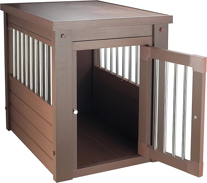 New Age Pet ECOFLEX Dog Crate End Table - Furniture-Style Pet Crate for Crate Trained Dogs - Stainless Steel Tubing &amp; a Latched Closure - 10 Year Manufacturer&