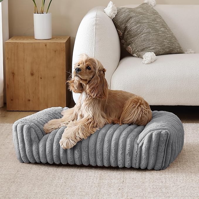 Arlee Saddle Sofa Memory Foam Pet Bed, Comfortable &amp; Washable, Ideal for Dogs and Puppies, Extra Comfort, Couch Design, Crate &amp; Kennel Furniture, Pet Supplies &amp; Essentials, Grey, Medium