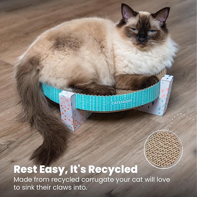 Catstages Scratch Snggle &amp; Rest Elevated Cat Lounger and Cat Scratcher for Relaxing and Play, Includes Catnip