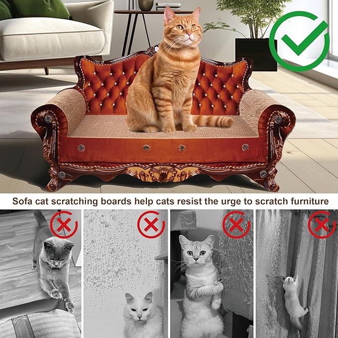 Sofa Shaped Scratching Couch,Thick Scratching Cardboard, Lounge Bed for Indoor Rest&amp;Play, Sofa Scratcher Pad (21.2" L X 12.2 "W X 11.8" H)