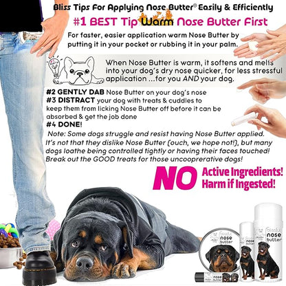 The Blissful Dog Rottweiler Nose Butter for Dry, Cracked Skin, Lick-Safe Dog Nose Balm with Moisturizing Shea Butter, Almond, Olive, and Essential Oils, Pet Supplies, Uncented, 0.15 oz.