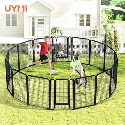 40 Inch Dog Playpen - 16 Panels Metal Pet Exercise Pen for Medium-Large Dogs, Indoor/Outdoor Dog Fence for Yard, Garden, Camping &amp; RV Travel
