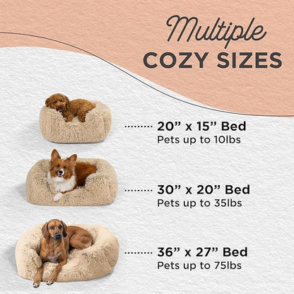 Best Friends by Sheri Shag Lounge Bed Calming Faux Fur Dog Bed, Taupe, Large 36" x 27"