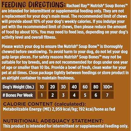 Rachael Ray Nutrish Soup Bones Dog Treats, Beef &amp; Barley Flavor, 6 Bones