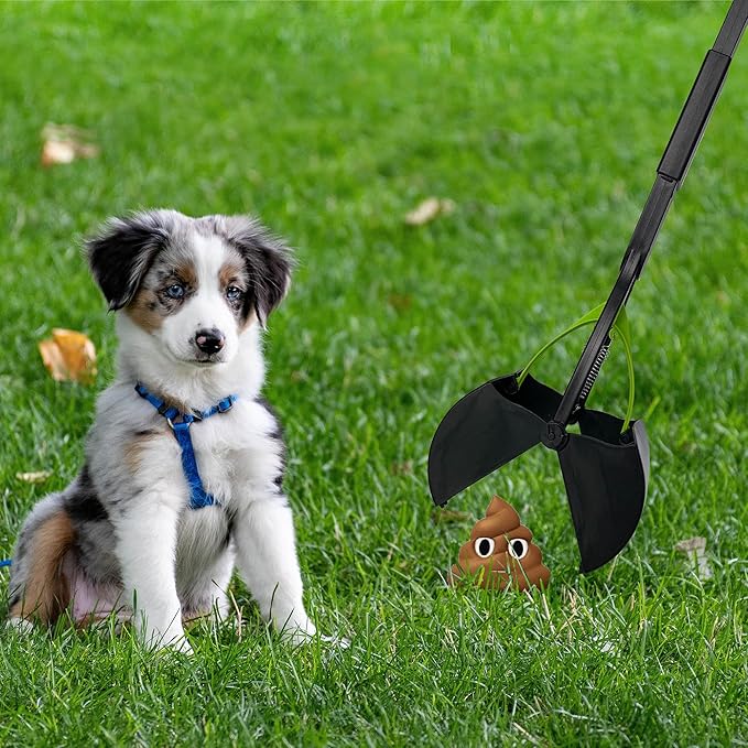 32" Pooper Scooper for Large Medium Small Dogs with Bag Attachment, Extra Long Handle Heavy Duty with 30 Dog Poop Bags &amp; 1 Dispenser Poop Scoop, Foldable Dog Poop Picker Upper for Yard