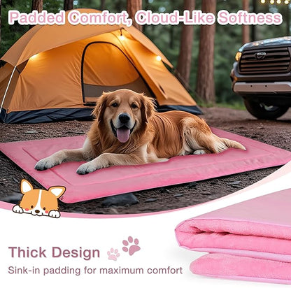Kritter Planet Waterproof Foldable Dog Bed Pad for Camping &amp; Travel, Portable Roll-Up Dog Bed Car Seat Pet Cushion Mat with Handles for Medium &amp; Large Dogs, Indoor &amp; Outdoor Use
