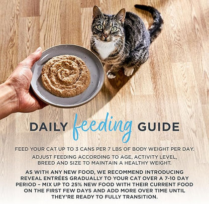 Reveal Entrées Natural Wet Cat Food Paté, Grain-Free with Added Vitamins &amp; Minerals, Carrageenan-Free Variety Selection in Pate (20 x 2.47 oz cans)