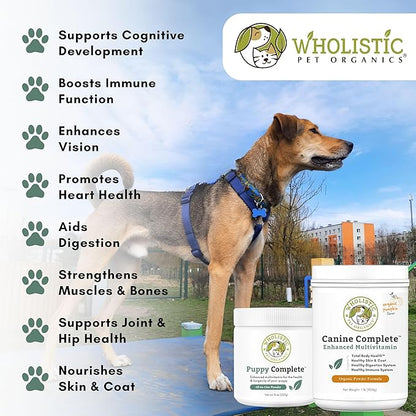 Wholistic Pet Organics Canine Complete - Dog Multivitamin Powder - 2 Lb - Daily Dog Vitamins and Supplements for Homemade Food - Immune System, Skin, Coat &amp; Overall Health - Small and Large Breed