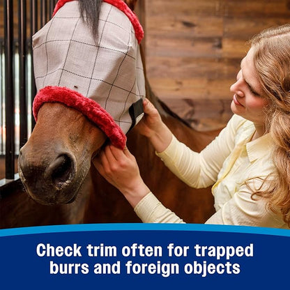 Farnam SuperMask II Fly Mask Without Ears for Smaller Horses or Arabian Horses,Full Face Coverage &amp; Eye Protection from Insect Pests, Structured Classic Mesh with Plush Trim,Small Horse/Arabian Size