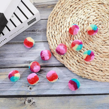 1.2 in Colorful Cat Pom Pom Ball Toys, 20 Pcs Rainbow Cat Toy Balls Soft Plush Cat Ball Interactive Training Ball for Indoor Cats &amp; Kittens