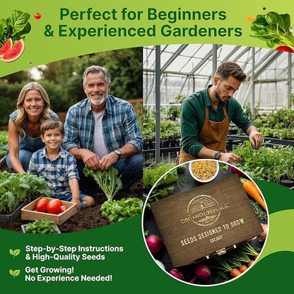 75 Vegetable &amp; Greens Seeds Variety Pack, Garden Seed Starter Kit - Over 44,700 Non-GMO Heirloom Seeds for Planting Vegetables and Greens, Gift Seed Box with Gardening Supplies, Survival Kit