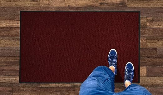 WaterHog Diamond | Commercial-Grade Entrance Mat with Rubber Border – Indoor/Outdoor, Quick Drying, Stain Resistant Door Mat (Red/Black, 6&