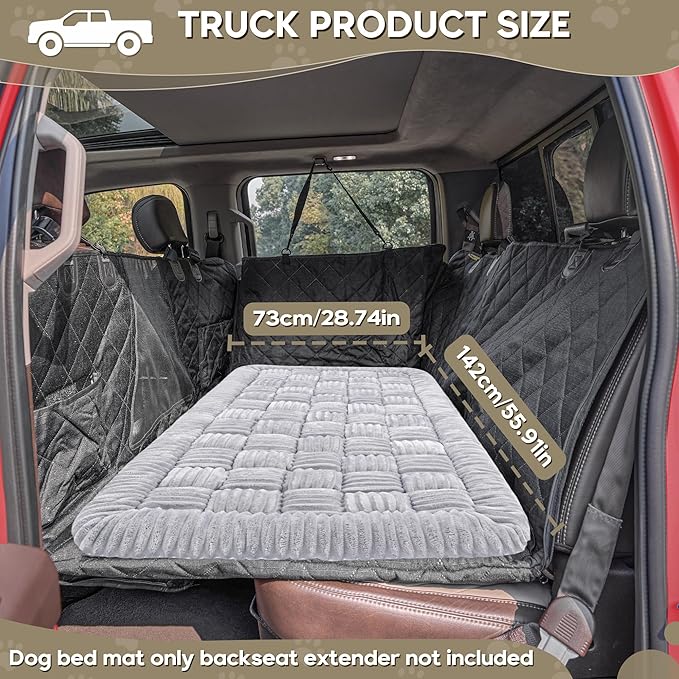 Dog Car Bed Mat, Non-Slip Backseat Extender Pet Blanket, Plaid Dog Bed for Trucks, Sedans &amp; Large SUVs, Chew-Resistant Travel Pad for Dogs, Easy Clean &amp; Scratch-Proof &amp; Comfort（56"x28.7" Light Gray
