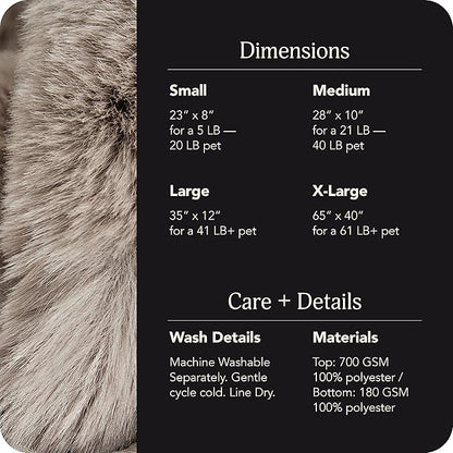 UnHide Floof Pet Bed - XL (40"x14") - Extra Soft Dog Bed - Removable Faux Fur Cover - Machine Washable - Helps Ease Pet Anxiety &amp; Provides The Perfect Sleep, Taupe Ducky