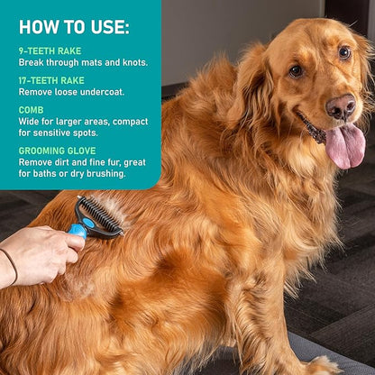 Maxpower Planet Pet Grooming Brush - Double Sided Shedding and Dematting Undercoat Rake Comb for Dogs and Cats,Extra Wide (B1 - Rake, Gloves &amp; Comb, Large)
