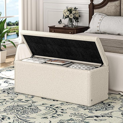 SUN TIME 42" Foldable Velvet Ottoman Bench with Storage，Large Capacity End of Bed Chest, Soft Cushion Seat, Toy &amp; Blanket Organizer, Footrest for Bedroom, Living Room, Entryway, Apartment