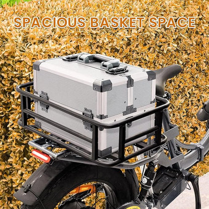 AWQM Large Ebike Basket, Waterproof Metal Electric Bicycle Basket, Quick Assemble Bike Accessories Rear Cargo Rack for Picnic, Pet, Sports