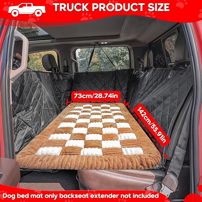 Dog Car Bed Mat, Non-Slip Backseat Extender Pet Blanket, Plaid Dog Bed for Trucks, Sedans &amp; Large SUVs, Chew-Resistant Travel Pad for Dogs, Easy Clean &amp; Scratch-Proof &amp; Comfort (56"x28.7")