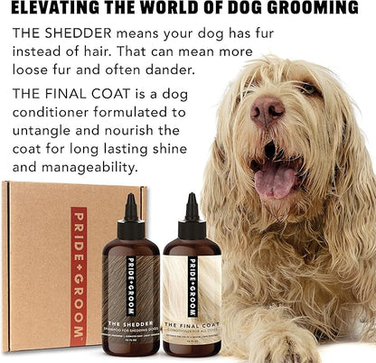 Pride and Groom The Shedder Box Set – Deshedding Dog Shampoo &amp; Conditioner with All Natural Blend of Essential Oils &amp; Ingredients to Moisturize &amp; Untangle Curly and Wavy Coats – 32oz