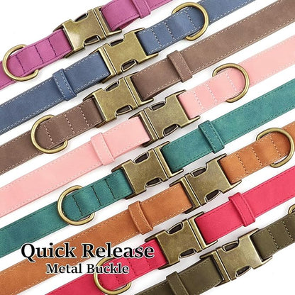 Didog Soft PU Leather Dog Collar, Stylish Quick Released Dog Collar for Large Dogs, Easy Clean Adjustable Pet Collar for Daily Walking, Light Brown, L Fit 15-23" Neck