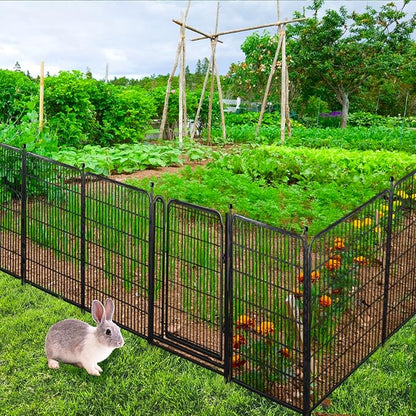 Tall Garden Fence, 52in High 6 Panels Total 13.3 Ft(L) Dog Fence Outdoor for Yard, 21 inches Wide with Low Sills, Animal Barrier Fence, Flower Bed Fencing. Pet Fence, Garden Fence Border