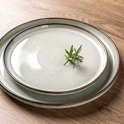 GBHOME Ceramic Dinnerware Sets for 6, 18 Pieces Stoneware Plates and Bowls Sets, Reactive Glaze Dishes -Scratch Resistant, Dishwasher&amp;Microwave Safe, Green Wheat