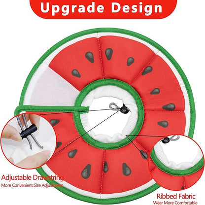 Soft Adjustable Cat Cone Collar - Comfortable Recovery Collar for Cats After Surgery (Watermelon, Medium)