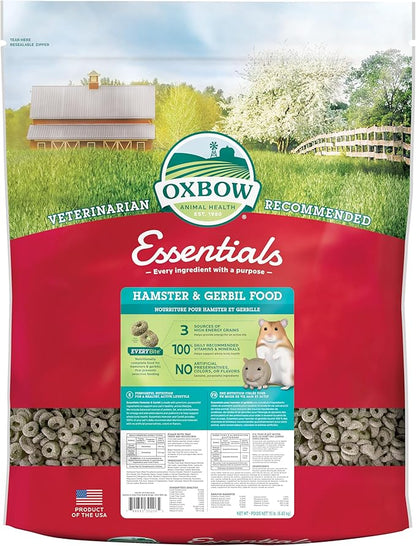 Oxbow Essentials Hamster Food and Gerbil Food, Vitamin &amp; Mineral Rich Daily Diet for Hamsters &amp; Gerbils, Veterinarian Formulated, Small Animal Pet Products, Made in USA, 15 lb Bulk Bag