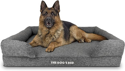The Dog’s Bed, XL Grey Poly-Linen 43.5x34, Memory Foam, Pain Relief: Arthritis, Hip &amp; Elbow Dysplasia, Post Surgery, Lameness, Supportive, Calming, Waterproof Washable Cover, Veterinary Approved