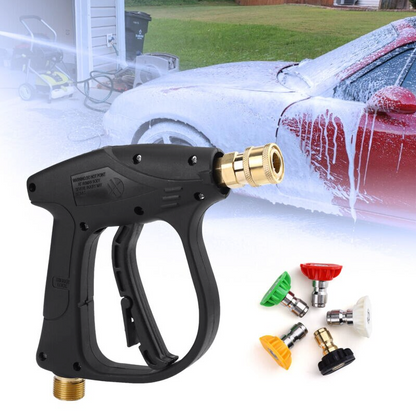 4000 PSI High Pressure Washer Gun — 1/4" Quick Connect, M22-14mm, 5 Nozzle Tips