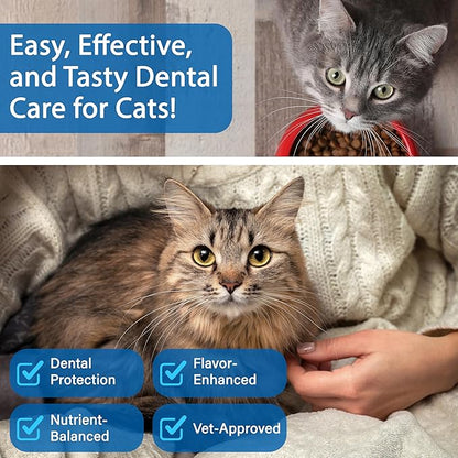 Cat Dental Care Powder Bad Breath Treatment for Cats Teeth, Mouth, Gums &amp; Gut, Plaque Off,Tartar Control, Help Feline Gingivitis and Stomatitis, with Natural Extracts &amp; Probiotics