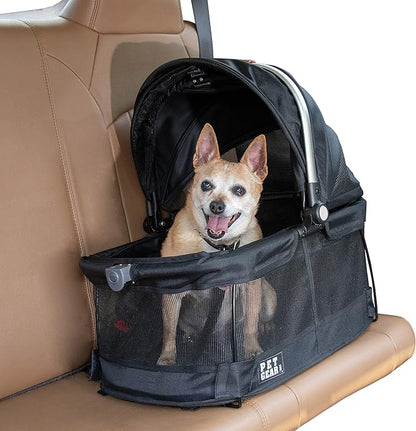 Pet Gear No-Zip View 360 Pet Safety Carrier &amp; Car Seat for Small Dogs &amp; Cats Push Button Entry,Available in 7 Colors,View 360 20-inch,Black