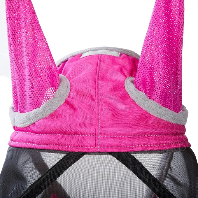 Harrison Howard CareMaster Pro Luminous Horse Fly Mask Standard with Ears UV Protection for Horse Flamingo M Cob
