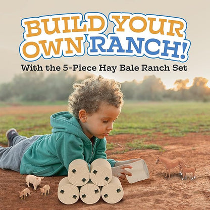 Big Country Toys 5-Piece Hay Bale Set - Toy Hay Bales for Farm Animal Toys for 3 Year Old Boys &amp; Girls