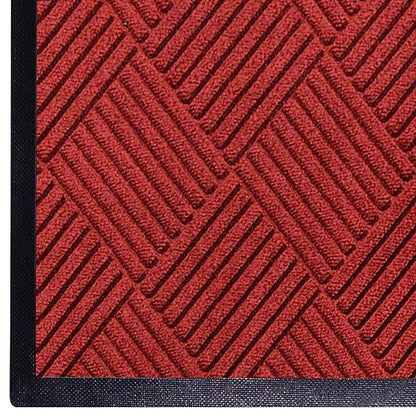 M+A Matting WaterHog Diamond | Commercial-Grade Entrance Mat with Rubber Border – Indoor/Outdoor, Quick Drying, Stain Resistant Door Mat (Solid Red, 4&
