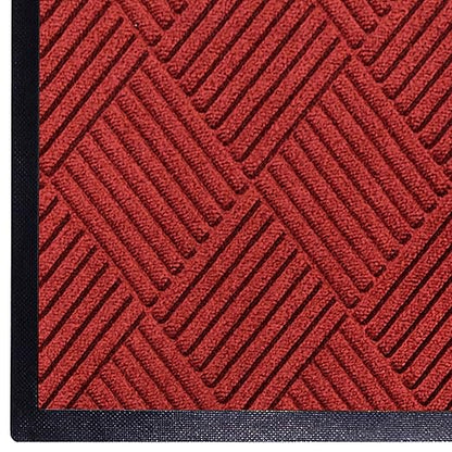 WaterHog Diamond | Commercial-Grade Entrance Mat with Rubber Border – Indoor/Outdoor, Quick Drying, Stain Resistant Door Mat (Solid Red, 3&