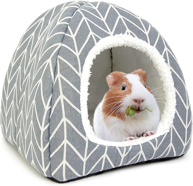 Guinea Pig Hideout Bed Rabbit House Cave Accessories Cozy Hide-Out for Bunny Hedgehog Ferret Chinchilla&amp;Other Small Animals (Grey)