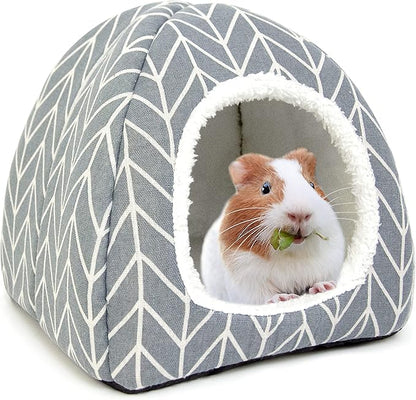 Guinea Pig Hideout Bed Rabbit House Cave Accessories Cozy Hide-Out for Bunny Hedgehog Ferret Chinchilla&amp;Other Small Animals (Grey)