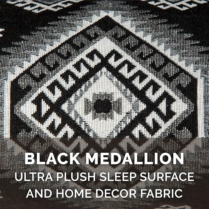 Furhaven Orthopedic Dog Bed for Large Dogs w/ Removable Bolsters &amp; Washable Cover, For Dogs Up to 95 lbs - Plush &amp; Southwest Kilim Woven Decor Sofa - Black Medallion, Jumbo/XL