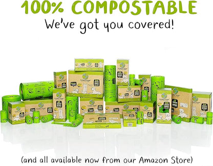 PLANET POOP Home Compostable Dog Poop Bags on Refill Rolls, 60 Un-Scented Pet Waste Bags, Thick Leakproof Plant-Based Doggy Bag, Cat &amp; Dogs Supplies