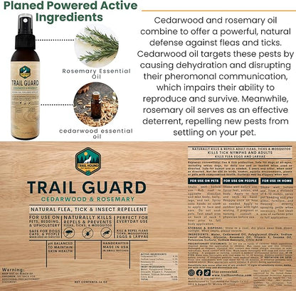 Trail Guard Natural Extra Strength Insect, Flea and Tick Spray for Dogs, Cats, People &amp; Home (2Pack 4oz, Cedarwood &amp; Rosemary)