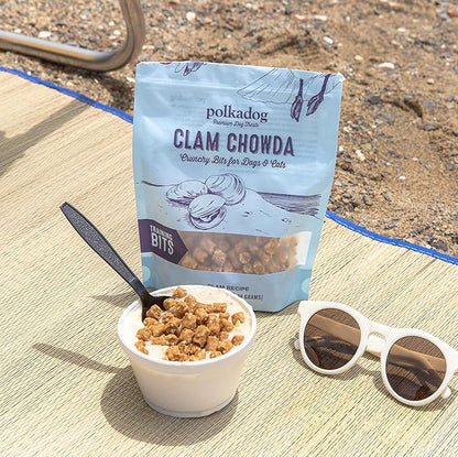 Polkadog Clam Chowda Crunchy Training Bits – All Natural, Limited Ingredient Healthy Training Treats for Dogs. Handcrafted &amp; Made in USA. Made with Atlantic Quahogs, High in Omega-3 – 7oz