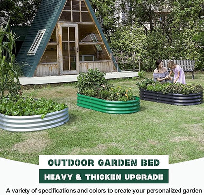 Land Guard Galvanized Raised Garden Bed Kit, Planter Boxes Outdoor, Oval Large Metal Beds for Vegetables(Brown)……