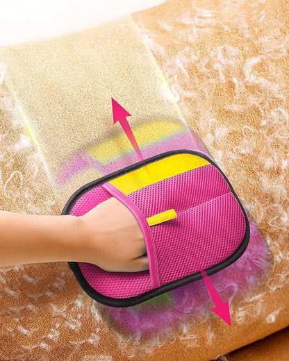 2025 Thickened Electrostatic Pet Hair Removal Gloves (2 Pcs) - Reusable Strong Grooming Gloves for Cats &amp; Dogs, Hair Remover for Couch, Furniture, Carpet, Car Seats &amp; Clothing (Pink)